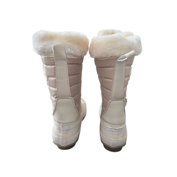 Khombu Winter Fur Boots Cream Lace Up Duck Boots Water Resistant Size 6 NEW - Picture 5 of 9